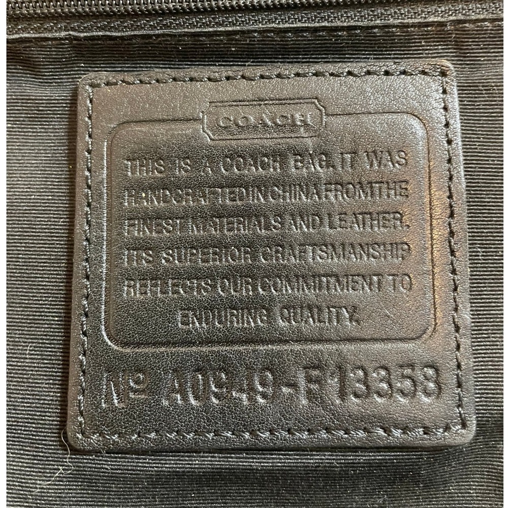 COACH Black & Gray Signature Canvas Leather Trim‎ Hobo Crossbody Bag F13358 GUC - Picture 3 of 11